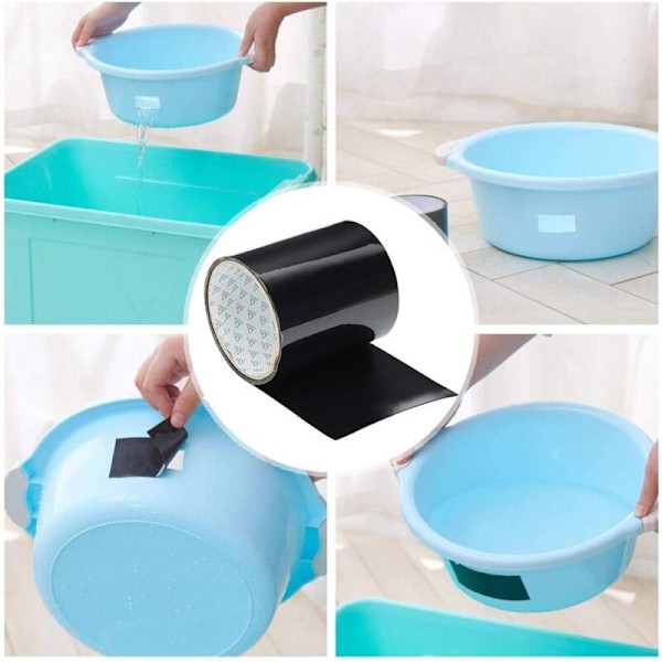 Vattentät flexibel tejp Superstarkt självhäftande lapp TätningsREPARATION AV GOLVBELÄGGNINGSMATERIAL Svart Tillförsel Häll Kranrör PE-rör Plastbassäng （5cmx1.5m）