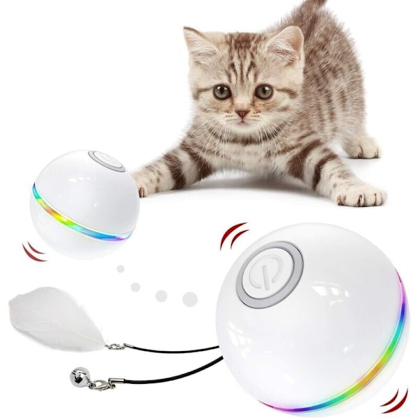Katteleker for Innekatter, Interaktiv Katteball med LED-Lys Katteleker