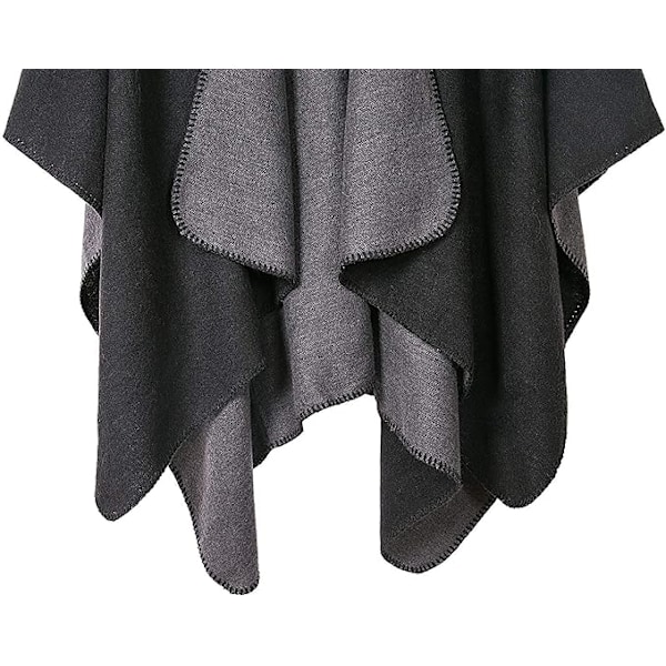 Dam Reversible Oversized Poncho Cape Varm Sjal Wrap Öppen Front Tryckt Filt Cardigans