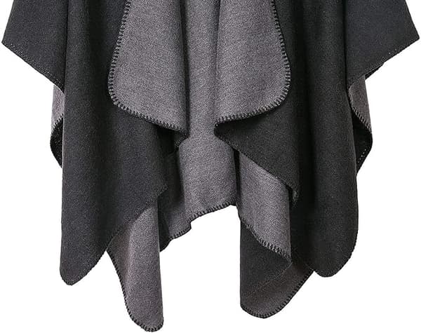 Dame Reversible Oversized Poncho Cape Varm Sjal Wrap Åben Front Trykt Tæppe Cardigans
