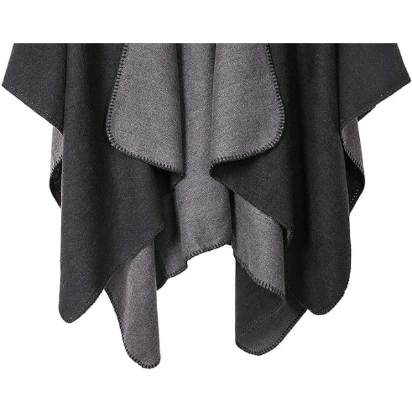 Womens Reversible Oversized Poncho Cape Varm Sjal Wrap Åpen Front Trykt Teppe Cardigans