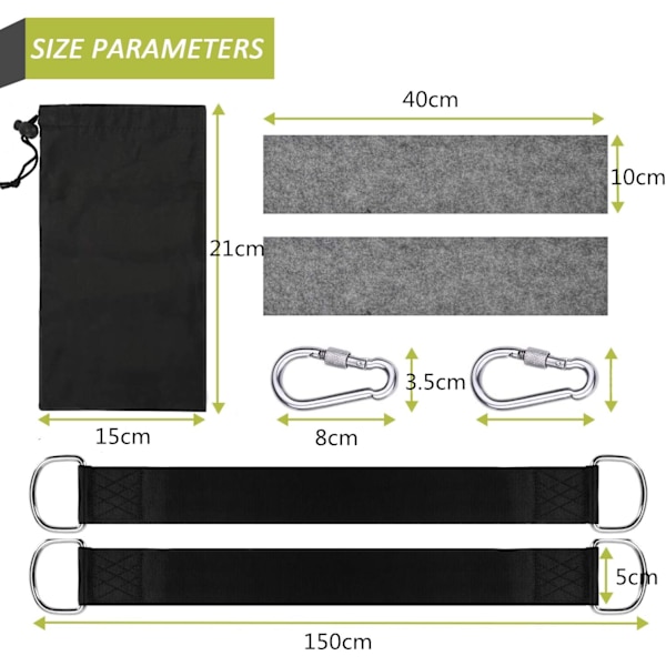Hängmattsremmar Trädsvängremmar, (Set om 2) Svingremmar Hängande Kit, Hängmattestolhängande kit, Hängmattesträdremmar, Max2200LB för Trädsvängar och