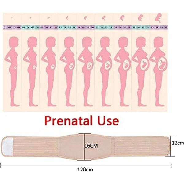 Svangerskapsbelte 120CM svart Svangerskapsbelte Lende- og bukstøtte - Maternity Belt Support for New Mother Før og etter fødsel Reduser Pa