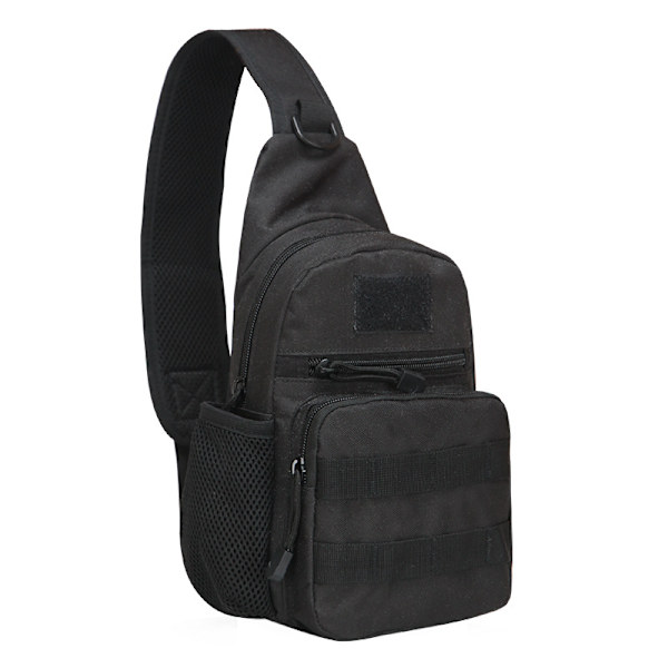 Taktisk militær brysttaske, crossbody skulderremstaske, rygsæk, sort