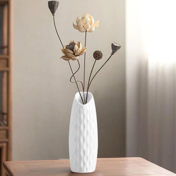 Modern Dekorativ Plastvas - Nordisk Stil Vas - Hög Vas för Vardagsrum, Kontor, Bröllopsdekoration