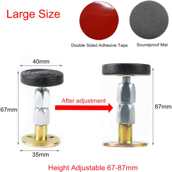 4-pakning (67-87mm) Justerbar Anti-Shake Gjengbar Seng Ramme Verktøy Teleskopisk Støtte, Hodegjerl Plugger Fixer for Seng, Garderobe, Stol, Sofa