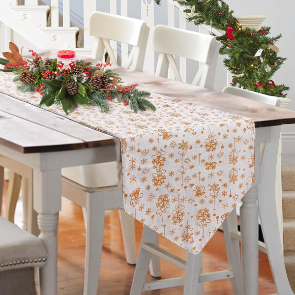Julbordstablett Broderad bordslöpare Snöflingor dekor Julduk Klassisk hembordsduk Dekorativ bordsduk Festdekoration,
