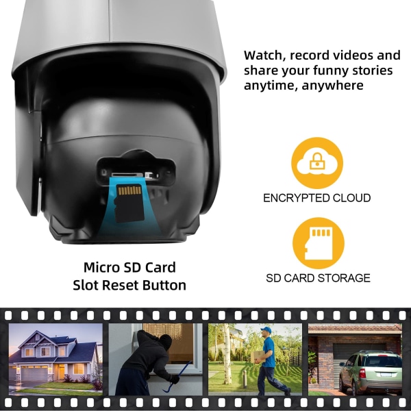 Utendørs 8MP overvåkingskamera med 360° dobbeltkamera, 8x zoom autosporing, utendørs kamerasystem støtter 2,4GHZ WiFi, 4K-video, toveis