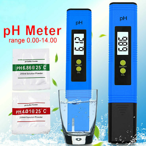 PH Digital mätare, Digital vattenkvalitetstestare LCD, 0.01 pH precision, mätområde för 0-14 pH, för dricksvatten, akvarier, hydroponik, simning