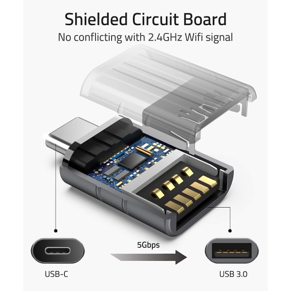 2 stk. USB C til USB-adapter 2-pak USB C han til USB3 hun, adapter