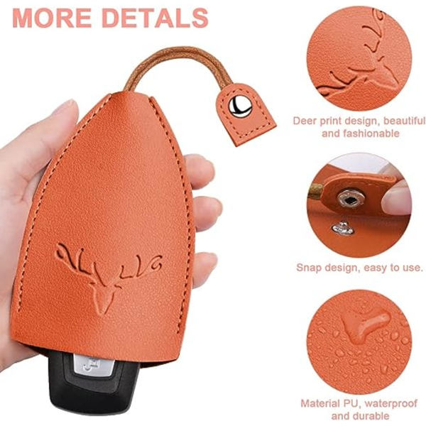 2-pack (orange + grön), lädernyckelhållare, stor kapacitet vattentät PU-läder bärbar nyckelbricka - inte lätt att falla av och skydda nycklar.