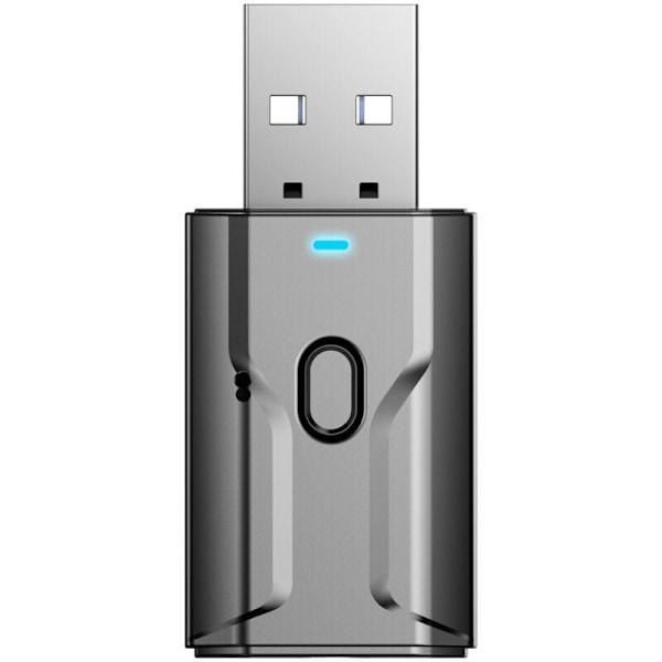 1 Bluetooth 5.0 Bluetooth-lähetin ja -vastaanotin, USB langaton audioadapteri 3,5 mm:n audiokaapelilla, alhainen latenssi, integroitu mikrofoni, autoon,