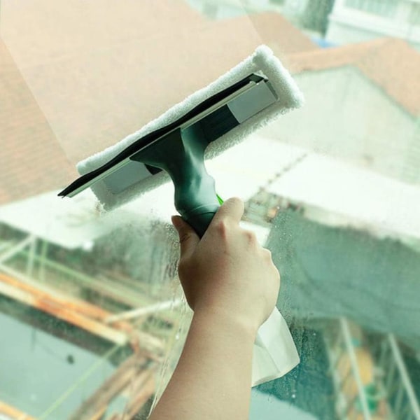 Grön - 1 st fönsterputs squeegee, sprayflaska Dubbelglas squeegee för bilfönster