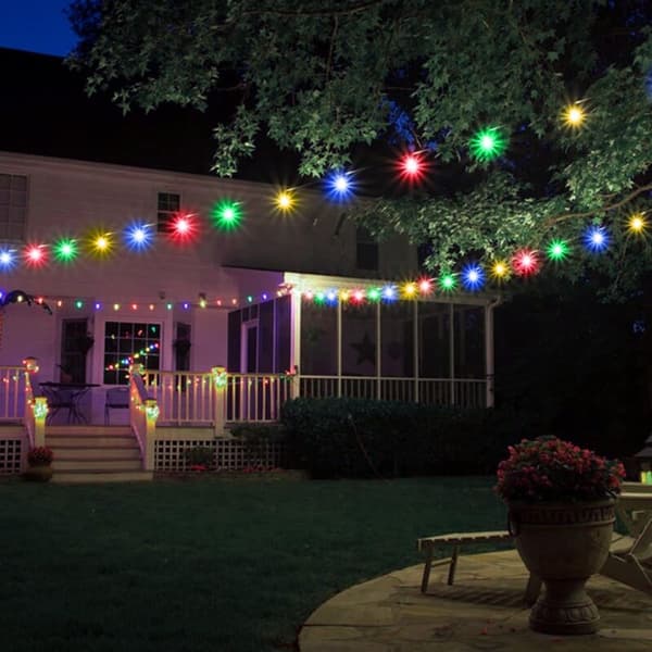 Solcelle Lyslenke, Utendørs Solcelle Julelys, 6.5M 30LED Krystallkuler Solcelle Lyslenke 8 Moduser IP65 Vanntett Solcelle Utendørs Hage