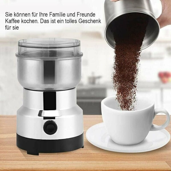 Elektrisk kaffekvern, nøtte- og kornkvern, matkvern i rustfritt stål, kaffekvern og elektrisk blenderkvern for kaffebønner, linfrø og