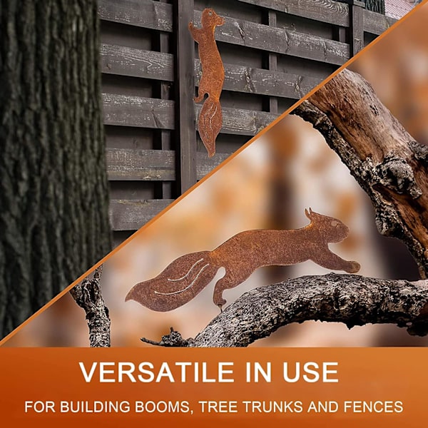 Treet Ekorn - Metall Hagepynt - 30cm - Naturlig Rust Patina
