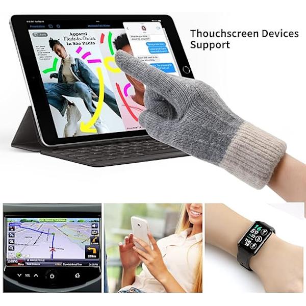 Damhandskar Vinter Touch Screen Stickade Handskar Löpning Körning Cykling Bergsvandring Skidåkning En Storlek