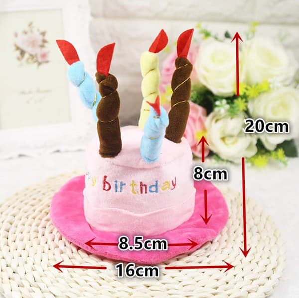 Hunde bursdagshatt med kake lys design fest kostyme tilbehør hodeplagg blå (blå)