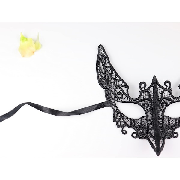 Damer Maske Masquerade Sort Kat Blonder Maske 3stk