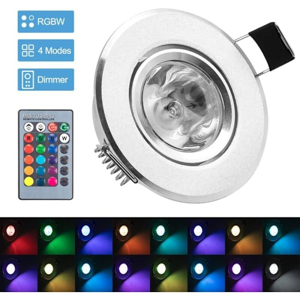 LED Infälld Spotlight 5st RGB Flerfärgade Lampor med Fjärrkontroller 220V 16 Färger Dimbar Dagsljus Taklampa Infälld Takbelysning för Vardagsrum