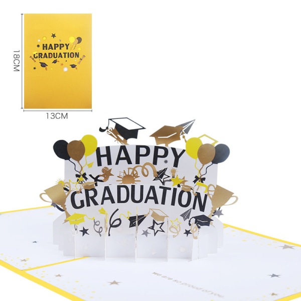 Sæt med 2 lykønskningskort, 3D pop-up lykønskninger Gradueringsceremoni - Håndlavet pop-up-kort i tyndt papir - Graduering /090