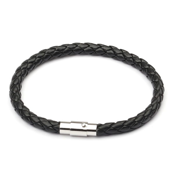 Braided Bracelet Leather Bracelet Men Metal Buckle Brown