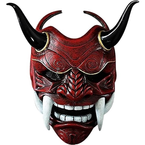 Rød Grå Japansk Samurai Maske Hannya Oni Samurai Latex Maske, Halloween Demon Kostyme Maske, Japansk Samurai Cosplay Maske