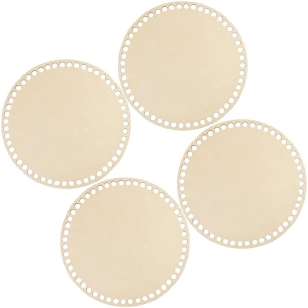 Set med 4 runda naturträ korgar - ihålig bas för tillverkning av sticktråd, förvaringsväska för DIY, vävning, cirkelformade tillbehör