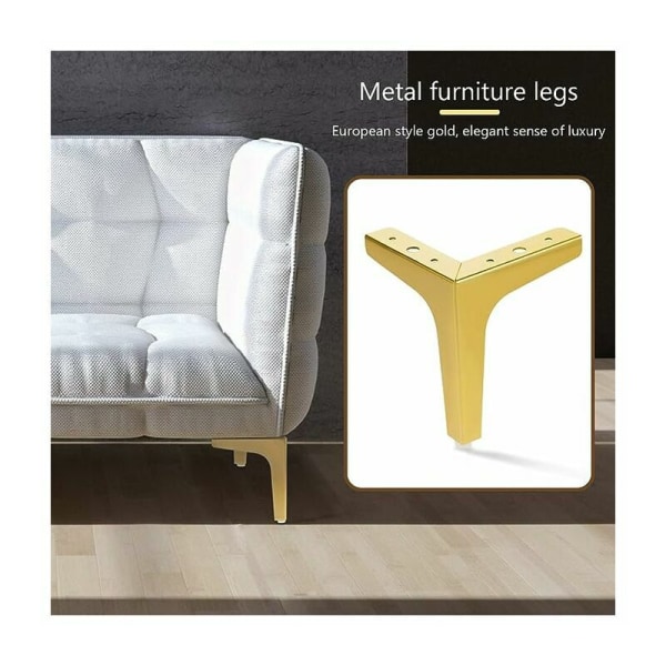 Bordsben, Set om 4 Metallmöbelben 15 cm Höjd-Modern Stil-Triangel, Guld