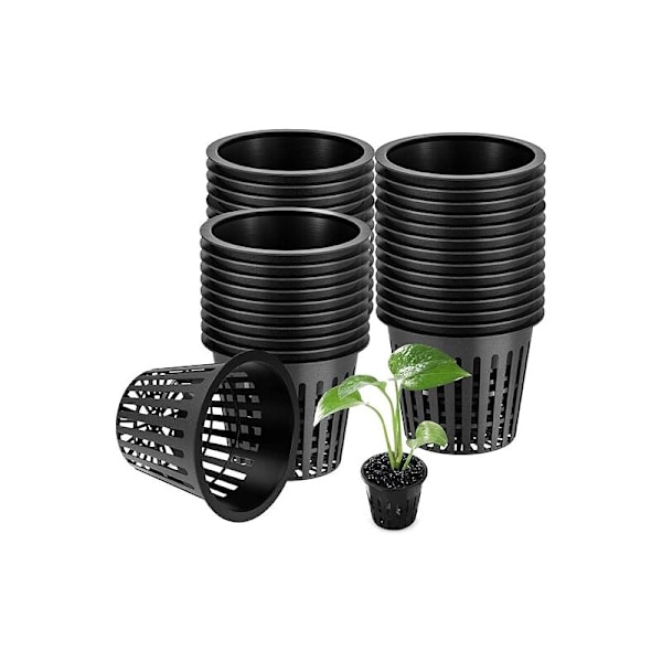 45 kpl hydroponista ruukkua, uudelleenkäytettävä hydroponinen kori aeroponiseen hydroponiseen viljelyyn, kukkien istutukseen, puutarhanhoitoon (8x5,6cm, musta)