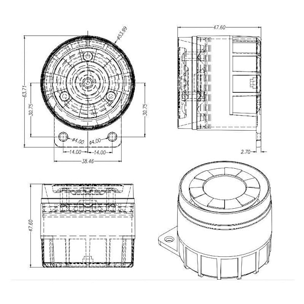 12V 120dB mini ledningssirene til alarm Sikkerhedssystem alarmtilbehør Alarmsystem Sikkerhedssystem til hjemmet Hjemme Klaxon Buzzer Høj Alarm