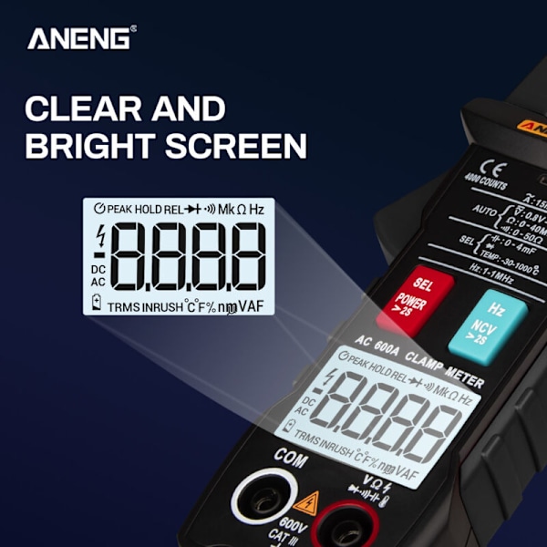 ST205 Digital Multimeter med AMBERTY Automatiskt Område på 4 000 punkter True RMS AMPEREMETER AMPERE AC/DC DC NCV Resistans Automatisk Be