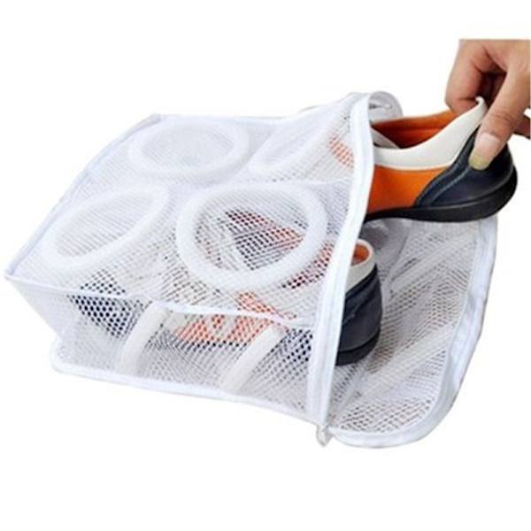 Tvättmaskin skor väska rese sko förvaring väskor bärbar mesh tvätt väska anti-deformation skydd kläder 32*38CM
