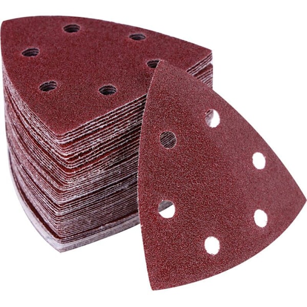 Set med 100 sliptrianglar - 6 hål - 90 x 90 x 90 mm för deltaslipmaskin - triangulära slippapper - slipning och polering (180)