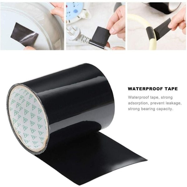 Vattentät flexibel tejp Superstarkt självhäftande lapp TätningsREPARATION AV GOLVBELÄGGNINGSMATERIAL Svart Tillförsel Häll Kranrör PE-rör Plastbassäng （5cmx1.5m）