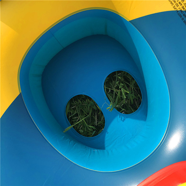 Enhörning Pontongbåt Baby Car Simring, Pool Säte med Solskydd, Flytande Simring Baby Pool Boj, Uppblåsbar Simring för Barn 12-3