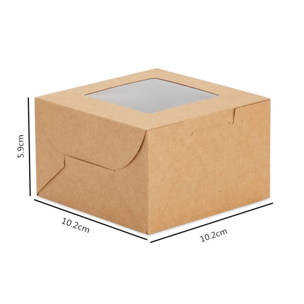 Brune kraftpapirbokser med klart vindu (pakke med 35) - Kakeboks