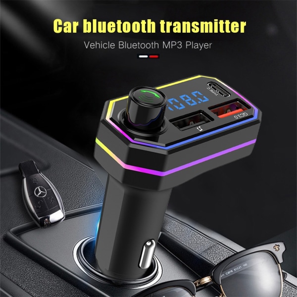 P6 Auton FM-lähetin - Auton MP3 Bluetooth Hands-free -soitin QC3.0 Pikalataus TYPE-C