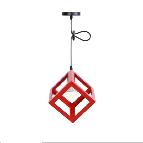 Enkel och kreativ geometrisk triangelkrona i smidesjärn (röd lampkropp)
