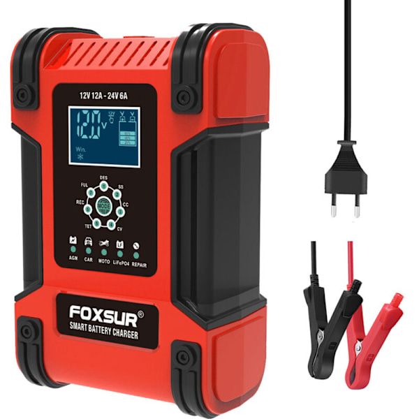 Bilbatteriladere 12V/12A 24V/6A Fuldautomatisk intelligent batterilader bærbar vedligeholdelseslader batteri desulft til bil motorcykel rv g