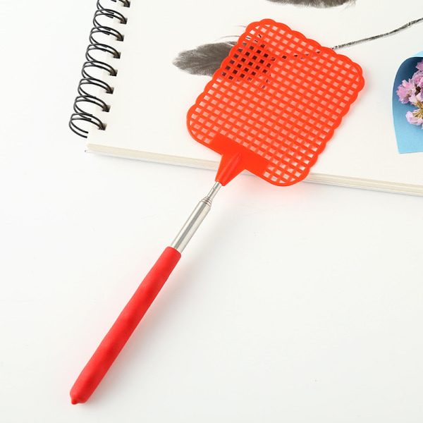 Retractable Fly Swatter (Red), Retractable Fly Swatter, Sturdy and Durable Telescopic Handle, Lightweight Manual Pest Control