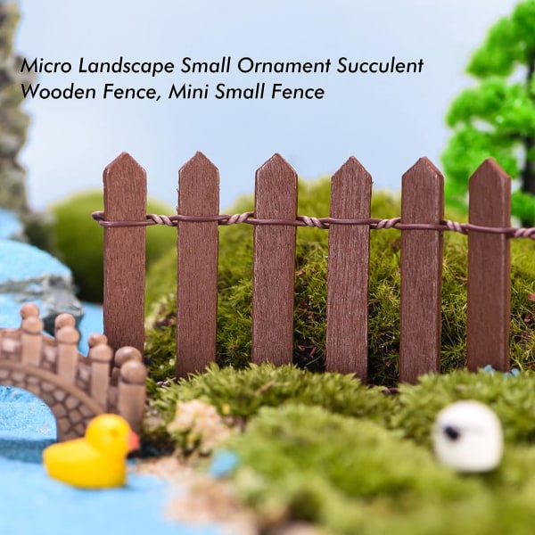2-pack miniatyr staket av trä 90*5CM Liten trä staket älva trädgård Jul Dekorativt staket för mikro landskap Dockhus Blomkruka Prydnad (Kaffebrun)