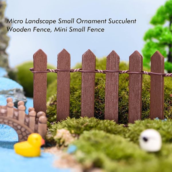 2 Pakke Miniatyr Gjerde av Tre 90*5CM Små Gjerder av Tre Spissgjerde Eventyrhage Juledekorativt Gjerde for Mikrolandskap Dukkehus Blomsterpotte Ornament (Kaffe)