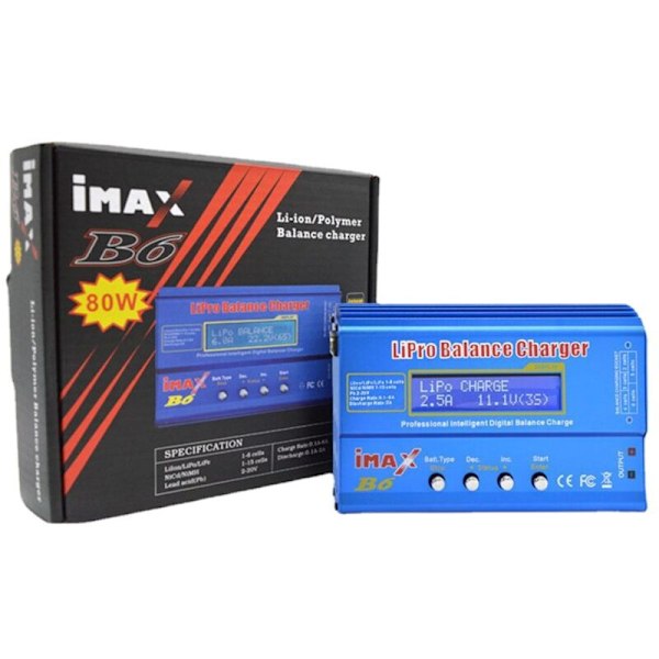Lipo oplader 80 W 6 A Professionel Balance Høj Effekt til Lipo/Li-ion/Life (1-6s), Nimh/Nicd (1-15s)