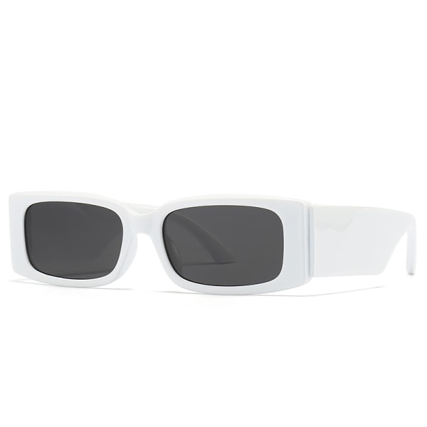Små innfatning firkantede solbriller - hvite, nye retro solbriller, prem