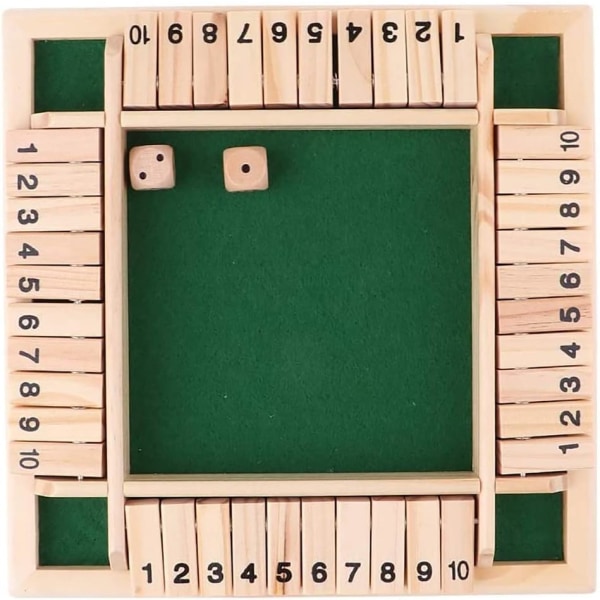 Puinen noppasetti (punainen tausta), Deluxe 4-sivuinen 10-numeroinen noppapeli, peli lapsille ja aikuisille