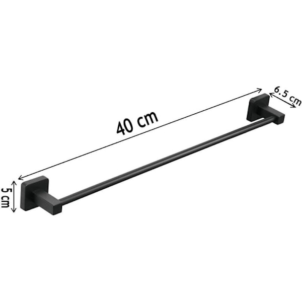 Badrumshandduk dörr/kökstillbehör handdukshållare hängande i aluminium 40 cm svart färg
