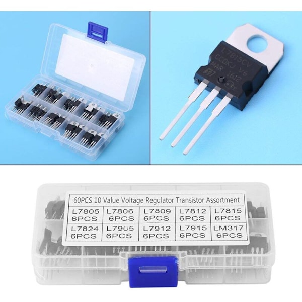 60 stk. 3-benet 10 Værdier L7805CV-LM317t Power Triode Transistorer Sortimentssæt Strømstyring til DIY Elektronik