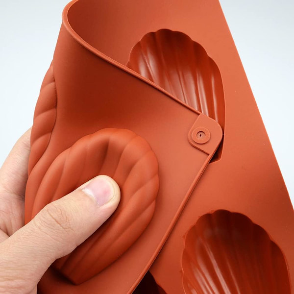 Röd - Silikon Madeleine-form, Madeleine-kakform Mini Silikonform för tårta Gelé Mousse Choklad (Set om 2)