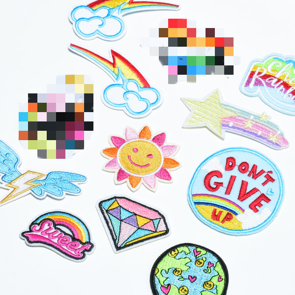 28 stykker Rainbow Sun Brodering Cloth Stickers Bagasjesko